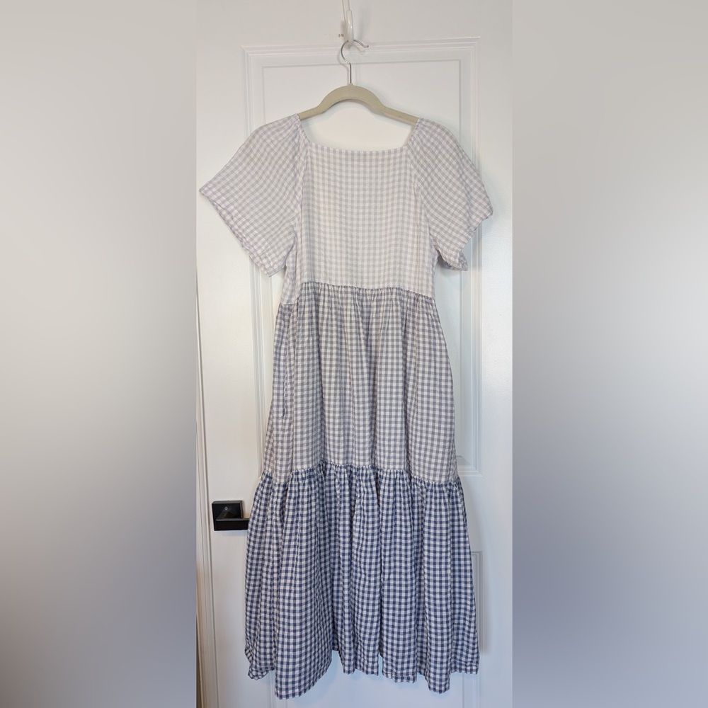 Madewell Patchwork Gingham Button Front Midi Dres… - image 4